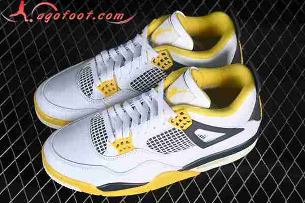 Nike Air Jordan 4 Retro AJ4 Blanc/Noir/Jaune AQ9129-101