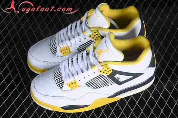 Nike Air Jordan 4 Retro AJ4 Blanc/Noir/Jaune AQ9129-101-02