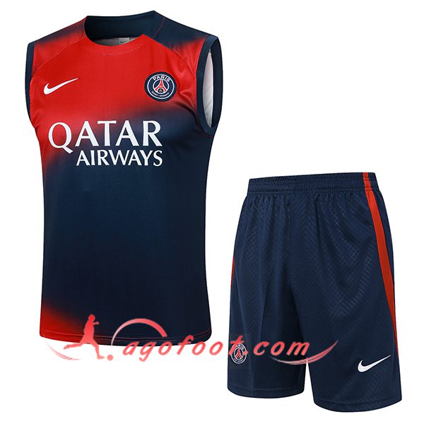 Ensemble Training Debardeur + Shorts PSG Rouge/Bleu 2024/2025