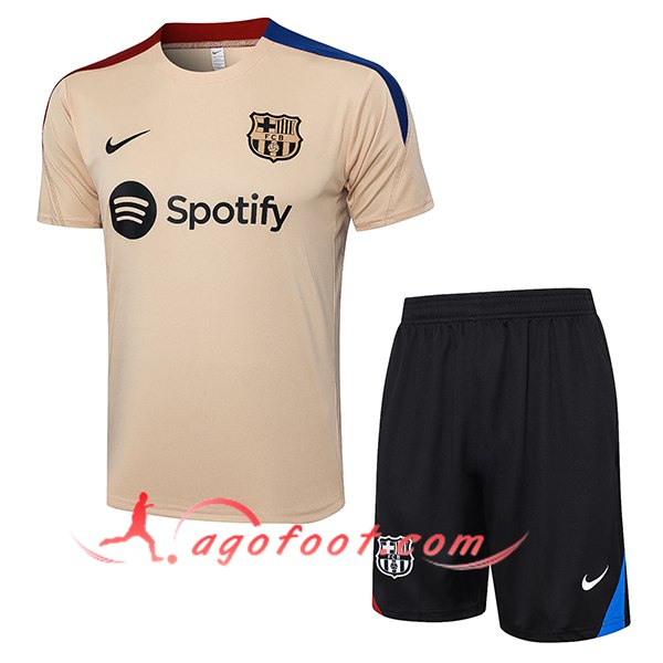 Ensemble Training T-Shirts + Shorts FC Barcelone Jaune/Noir 2024/2025