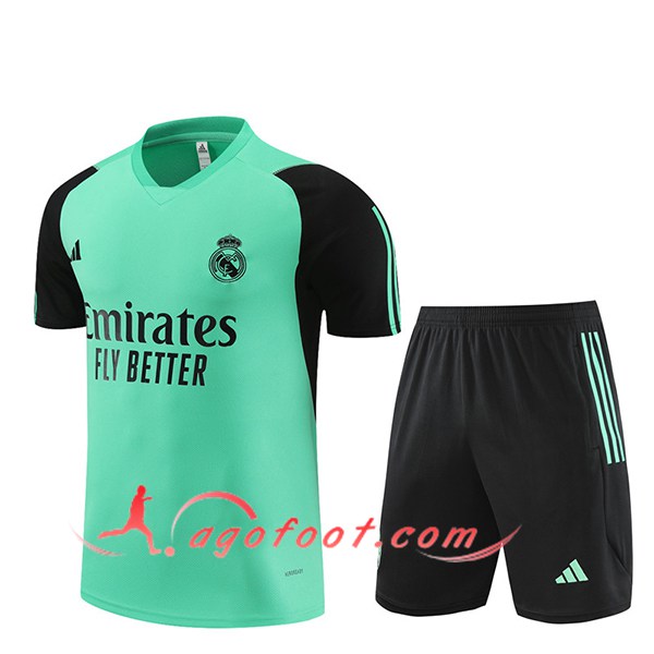 Ensemble Training T-Shirts + Shorts Real Madrid Vert/Noir 2024/2025