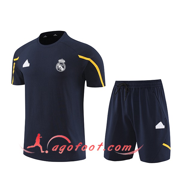 Ensemble Training T-Shirts + Shorts Real Madrid Noir/Jaune 2024/2025