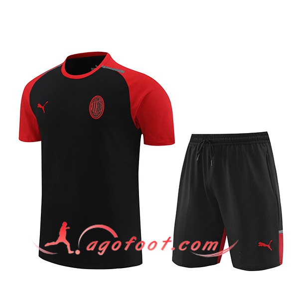 Ensemble Training T-Shirts + Shorts Milan AC Noir/Rouge 2024/2025