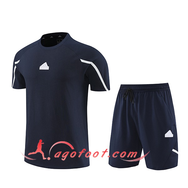 Ensemble Training T-Shirts + Shorts Adidas Bleu Foncé 2024/2025