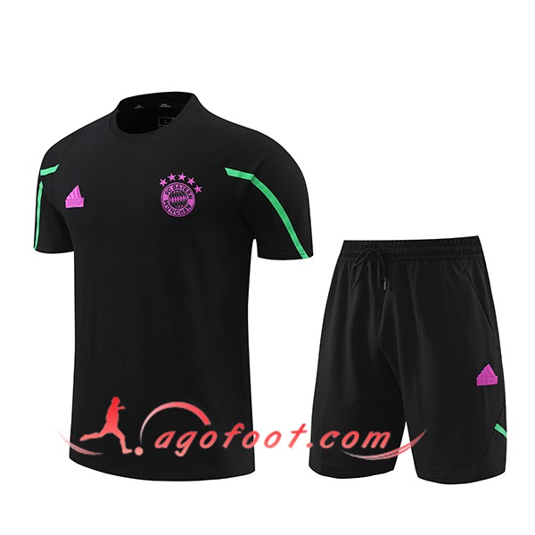 Ensemble Training T-Shirts + Shorts Bayern Munich Noir/Pourpre 2024/2025