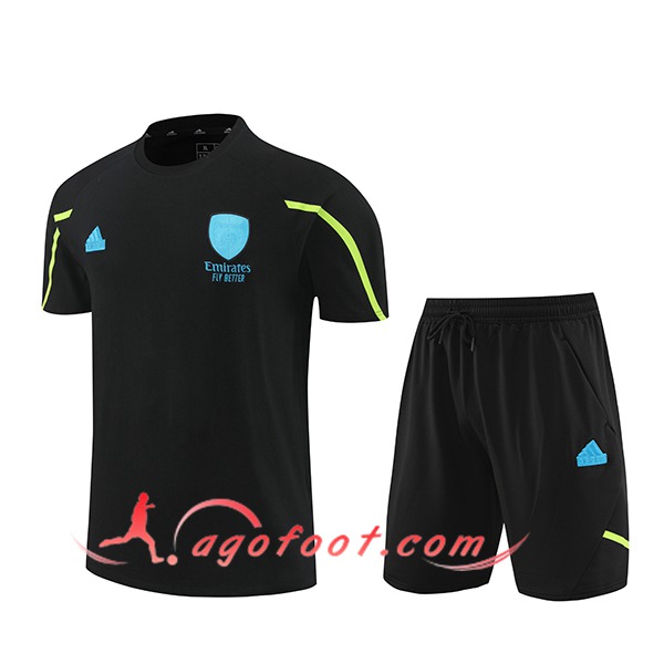 Ensemble Training T-Shirts + Shorts Arsenal Noir/Bleu/Vert 2024/2025
