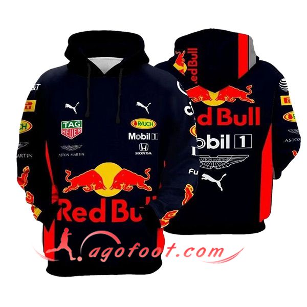 Sweatshirt Capuche F1 RedBull Racing Team Noir/Rouge 2024