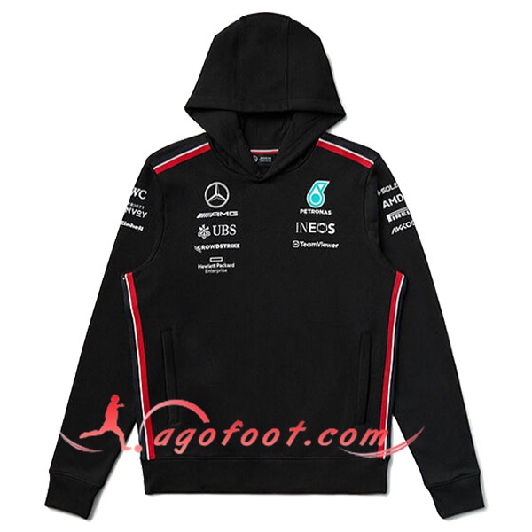 Sweatshirt Capuche F1 Mercedes Benz Team Noir/Rouge 2024