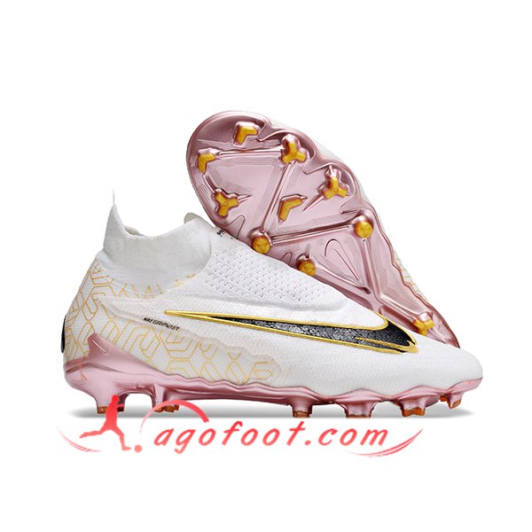 Nike Chaussures de Foot Phantom GX Elite DF Link FG Blanc/Noir/Rose/Jaune