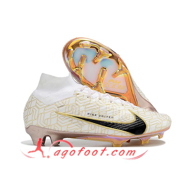 Nike Chaussures de Foot Zoom Superfly 9 Elite MR FG Blanc/Jaune/Noir