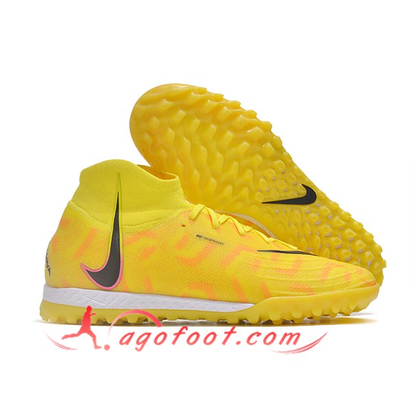 Nike Chaussures de Foot Phantom Luna Elite NU TF Jaune/Noir