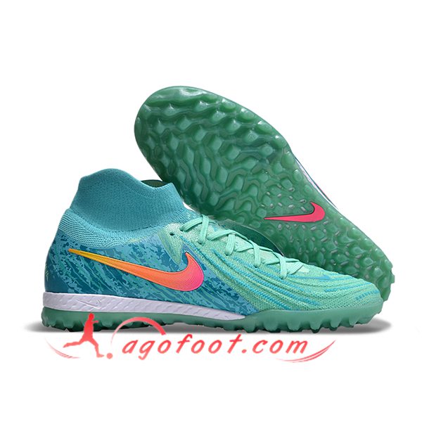 Nike Chaussures de Foot Phantom Luna Elite NU TF Vert/Rose