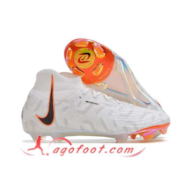 Nike Chaussures de Foot Phantom Luna Elite NU FG Blanc/Noir/Orange