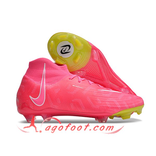 Nike Chaussures de Foot Phantom Luna Elite NU FG Rose/Blanc