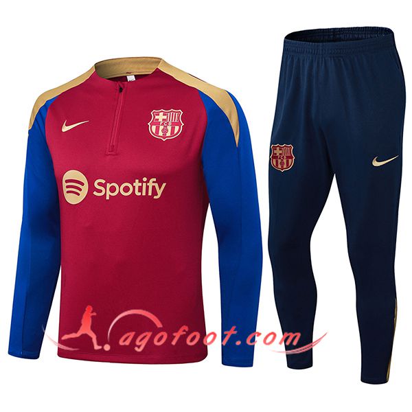 Ensemble Survetement de Foot FC Barcelone Rouge/Bleu/Jaune 2024/2025