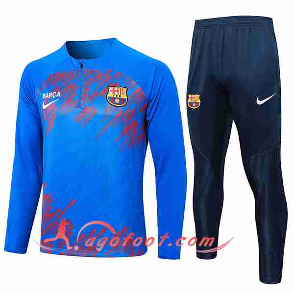Ensemble Survetement de Foot FC Barcelone Bleu/Rouge 2024/2025