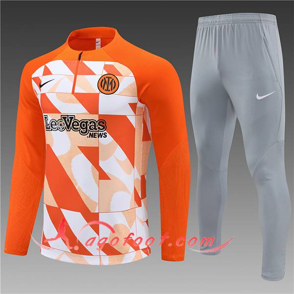 Ensemble Survetement de Foot Inter Milan Enfant Orange/Blanc 2024/2025