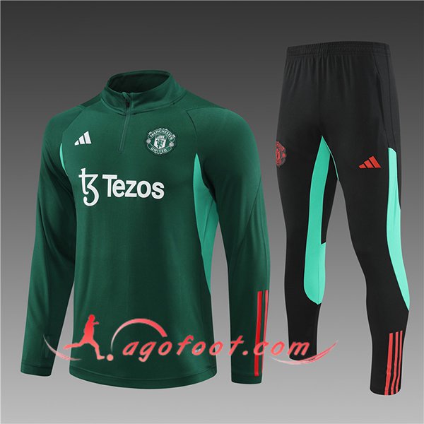 Ensemble Survetement de Foot Manchester United Enfant Vert/Noir 2024/2025
