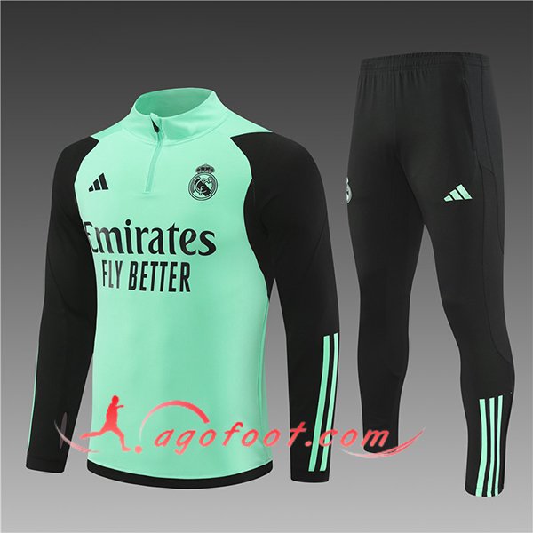 Ensemble Survetement de Foot Real Madrid Enfant Vert/Noir 2024/2025
