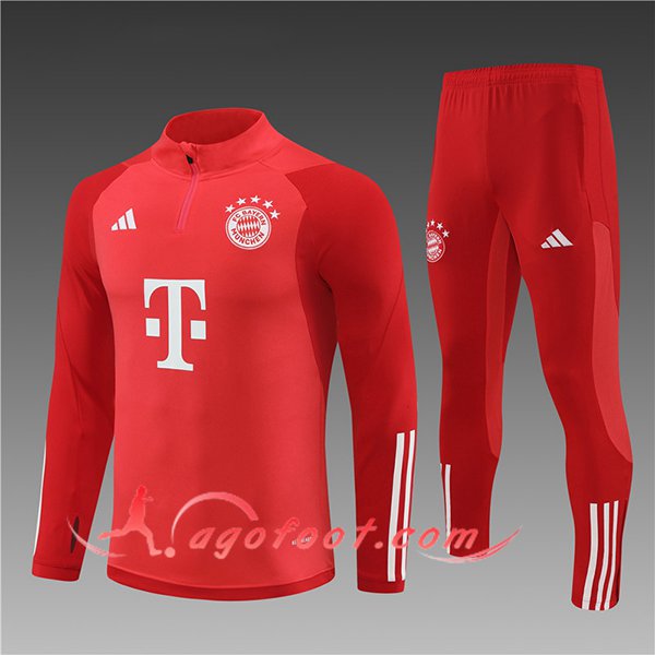 Ensemble Survetement de Foot Bayern Munich Enfant Rouge 2024/2025