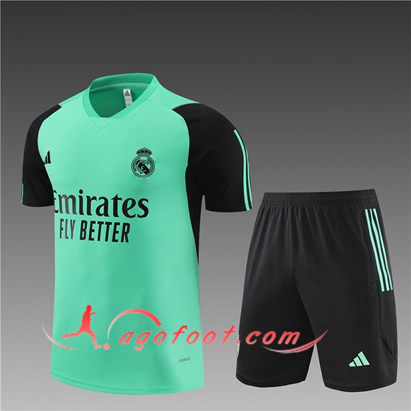 Ensemble Training T-Shirts + Shorts Real Madrid Enfant Vert/Noir 2024/2025