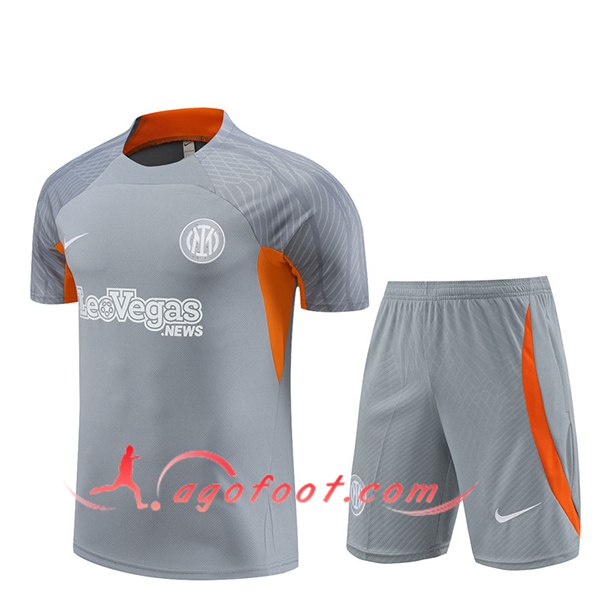 Ensemble Training T-Shirts + Shorts Inter Milan Gris/Orange 2024/2025