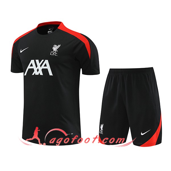 Ensemble Training T-Shirts + Shorts FC Liverpool Noir/Rouge 2024/2025