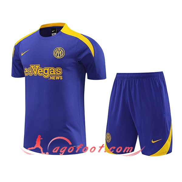 Ensemble Training T-Shirts + Shorts Inter Milan Pourpre/Jaune 2024/2025