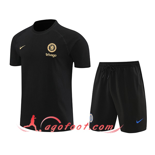 Ensemble Training T-Shirts + Shorts FC Chelsea Noir 2024/2025