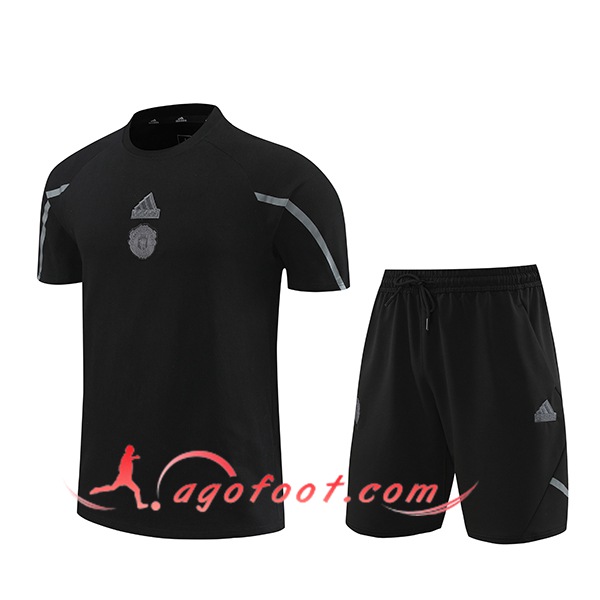 Ensemble Training T-Shirts + Shorts Manchester United Noir/Gris 2024/2025