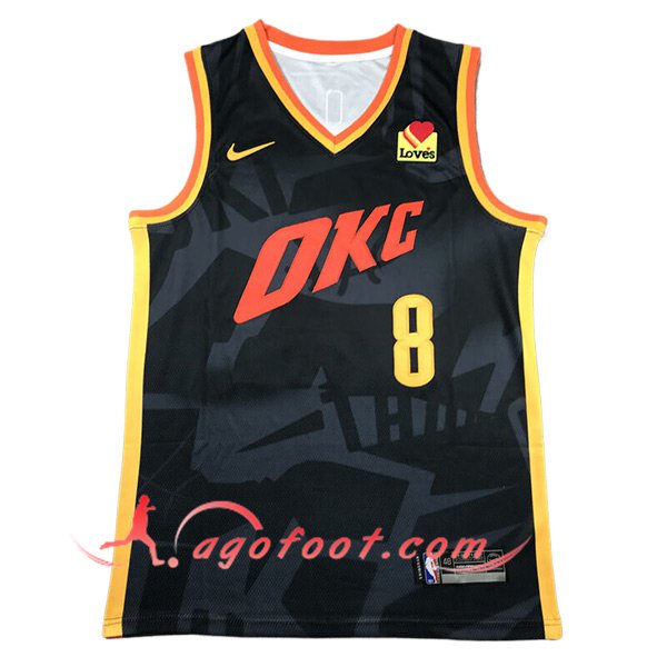 Maillot Oklahoma City Thunder (WILLIAMS #8) 2024/25 Noir/Rouge/Jaune