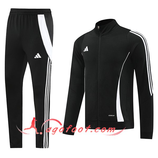 Ensemble Survetement de Foot Veste Foot Adidas Noir/Blanc 2024/2025