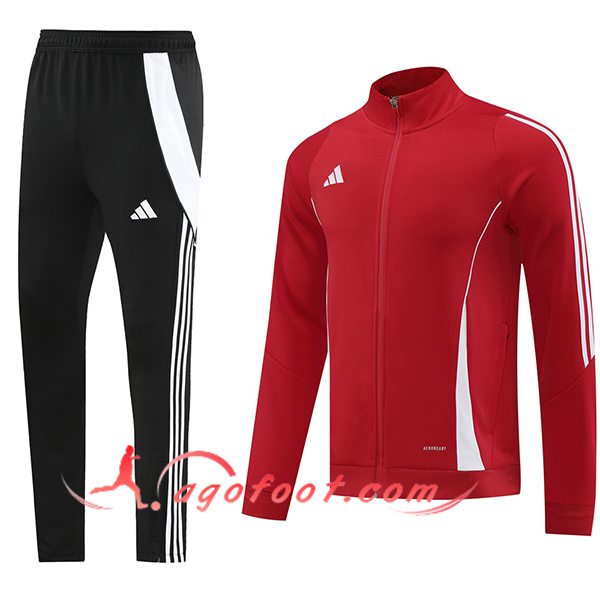 Ensemble Survetement de Foot Veste Foot Adidas Rouge/Blanc/Noir 2024/2025