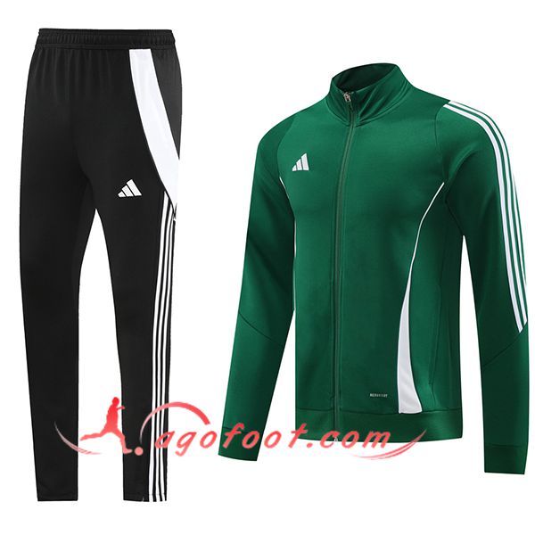 Ensemble Survetement de Foot Veste Foot Adidas Vert/Blanc/Noir 2024/2025