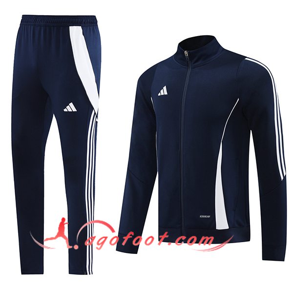 Ensemble Survetement de Foot Veste Foot Adidas Bleu/Blanc 2024/2025