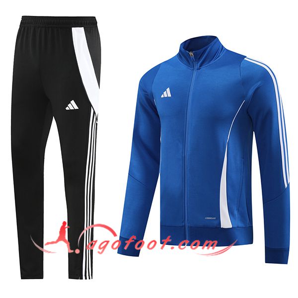 Ensemble Survetement de Foot Veste Foot Adidas Bleu/Blanc/Noir 2024/2025