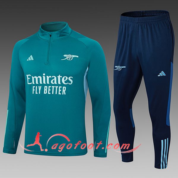 Ensemble Survetement de Foot Arsenal Enfant Vert/Bleu 2024/2025