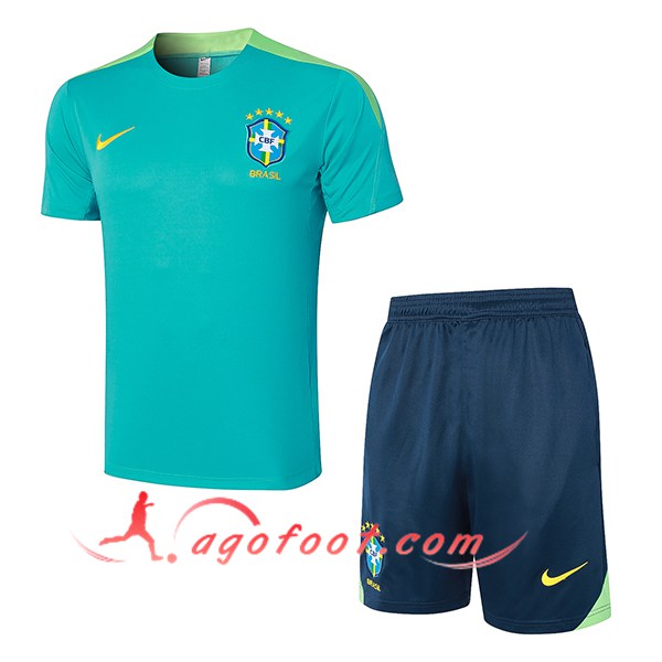 Ensemble Training T-Shirts + Shorts Brésil Vert 2024/2025