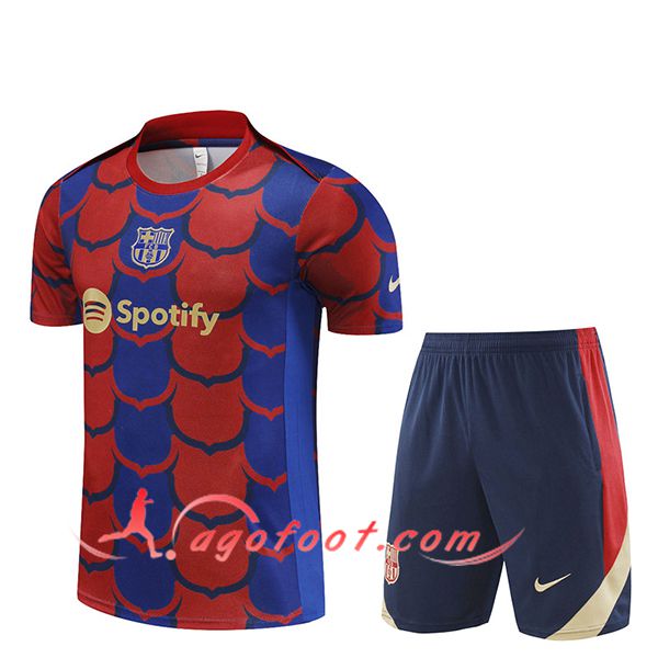 Ensemble Training T-Shirts + Shorts FC Barcelone Rouge/Bleu 2024/2025