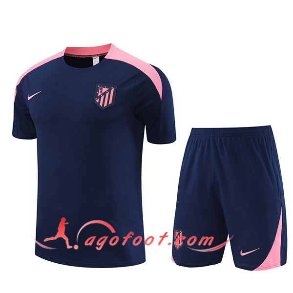 Ensemble Training T-Shirts + Shorts Atletico Madrid Bleu/Rose 2024/2025