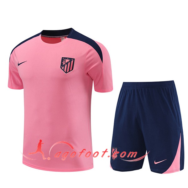 Ensemble Training T-Shirts + Shorts Atletico Madrid Rose/Bleu 2024/2025