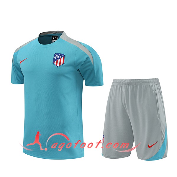 Ensemble Training T-Shirts + Shorts Atletico Madrid Bleu/Gris 2024/2025