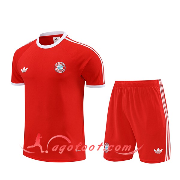 Ensemble Training T-Shirts + Shorts Bayern Munich Rouge/Blanc 2024/2025