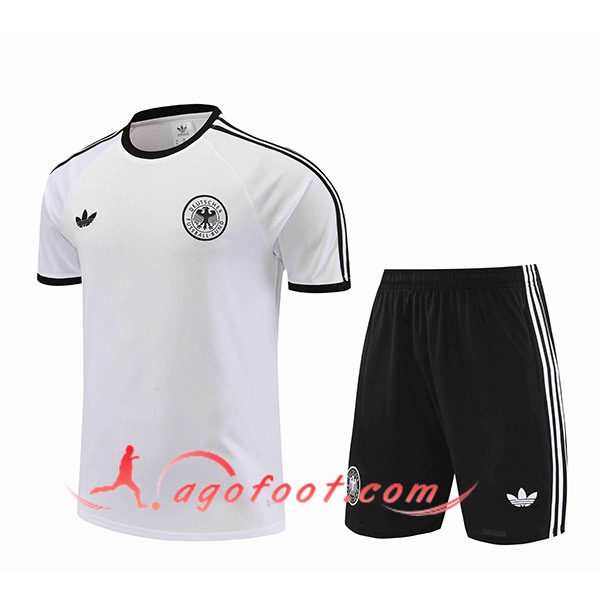 Ensemble Training T-Shirts + Shorts Allemagne Blanc/Noir 2024/2025