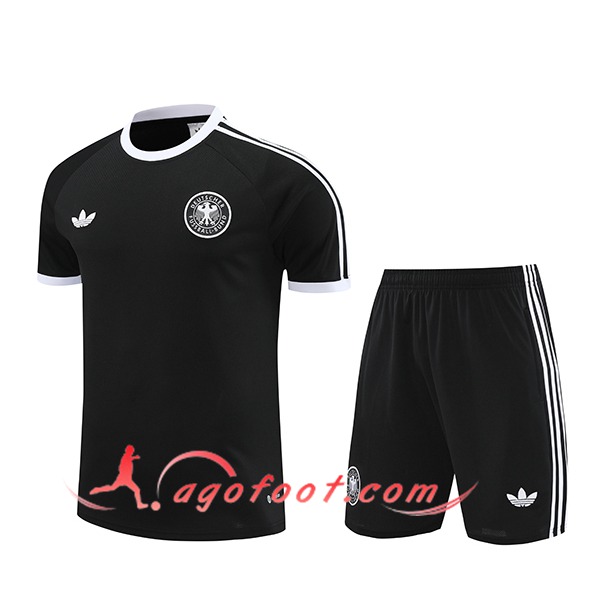 Ensemble Training T-Shirts + Shorts Allemagne Noir/Blanc 2024/2025