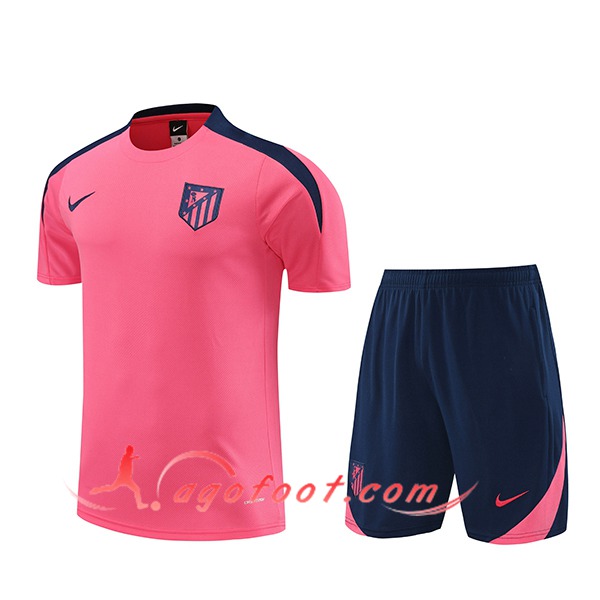 Ensemble Training T-Shirts + Shorts Atletico Madrid Rose/Bleu 2024/2025