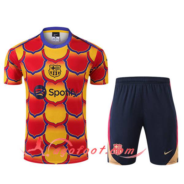 Ensemble Training T-Shirts + Shorts FC Barcelone Rouge/Orange 2024/2025