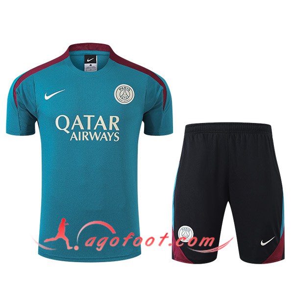 Ensemble Training T-Shirts + Shorts PSG Bleu/Rouge 2024/2025