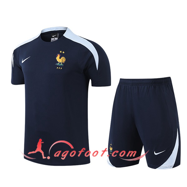 Ensemble Training T-Shirts + Shorts France Bleu Foncé 2024/2025