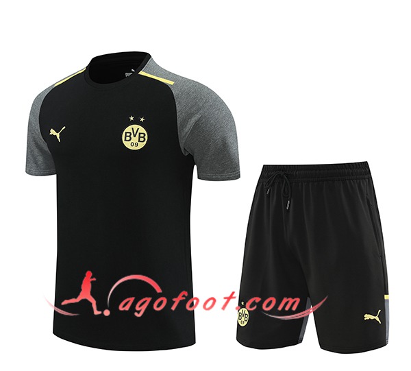 Ensemble Training T-Shirts + Shorts Dortmund Noir/Gris 2024/2025